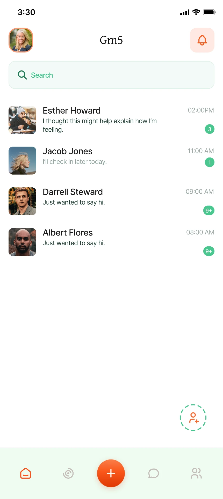 GM5 secure messaging app screen