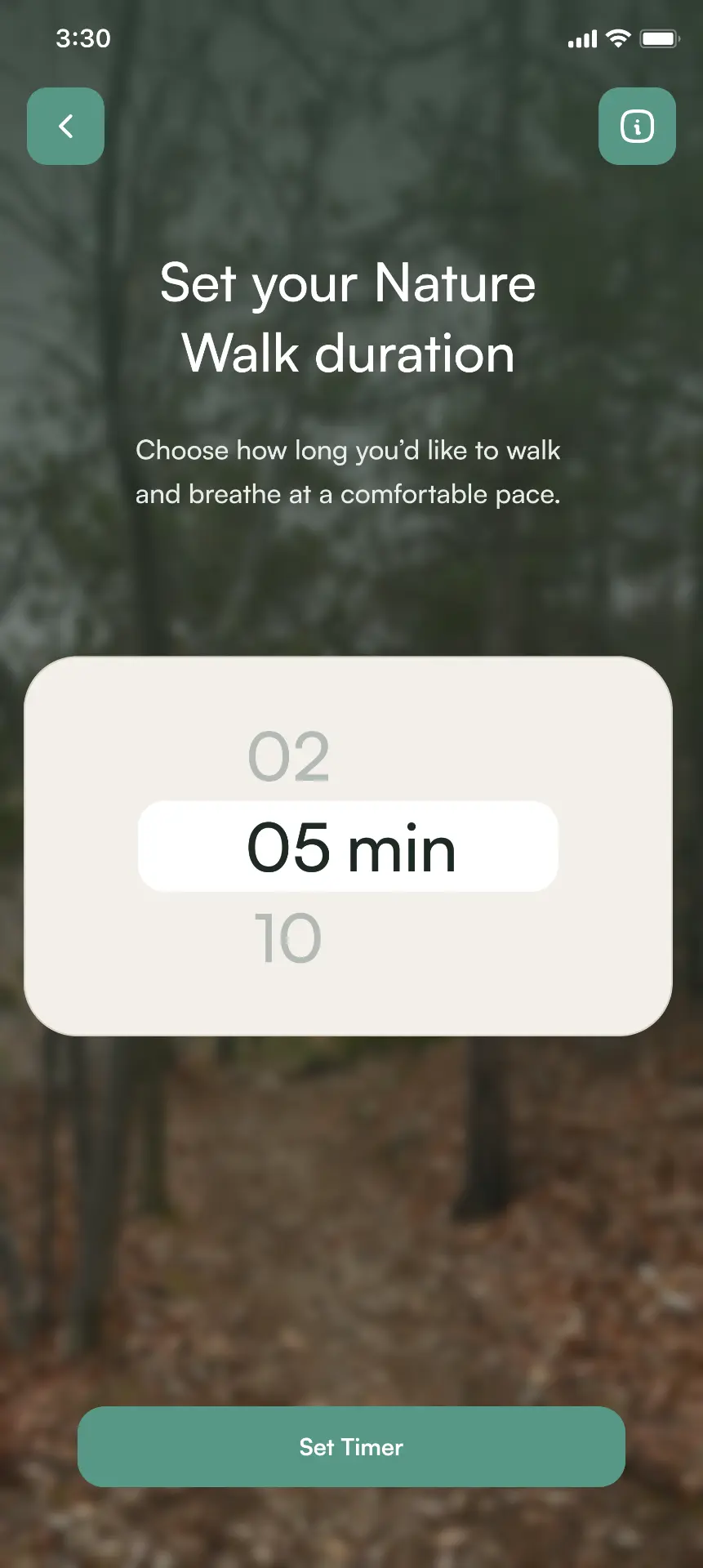 GM5 Nature Walk calm activity screen