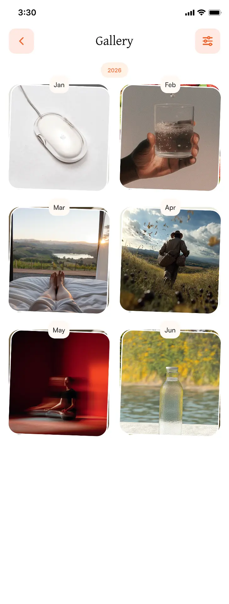 GM5 gratitude gallery wellbeing app screen