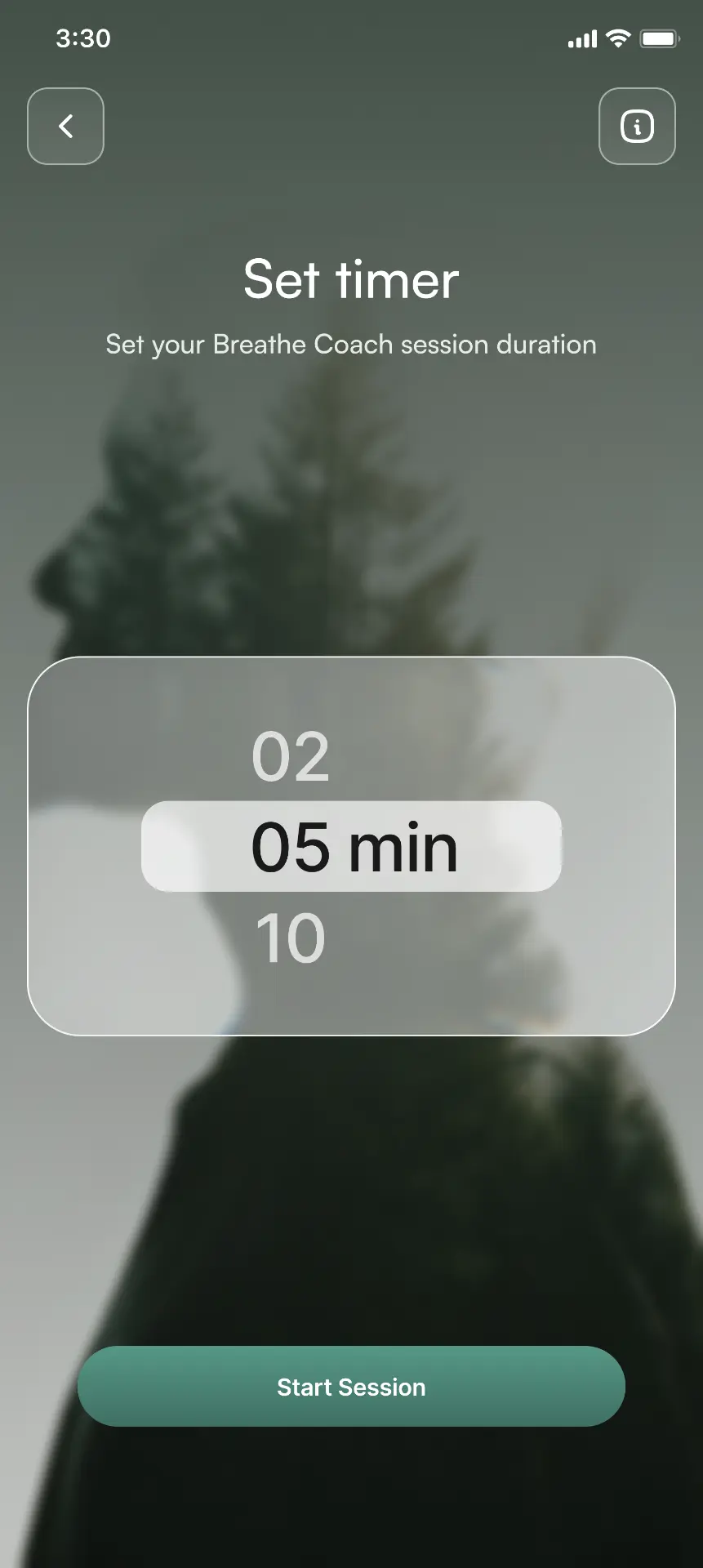 GM5 Breathe Coach mind fitness app screen
