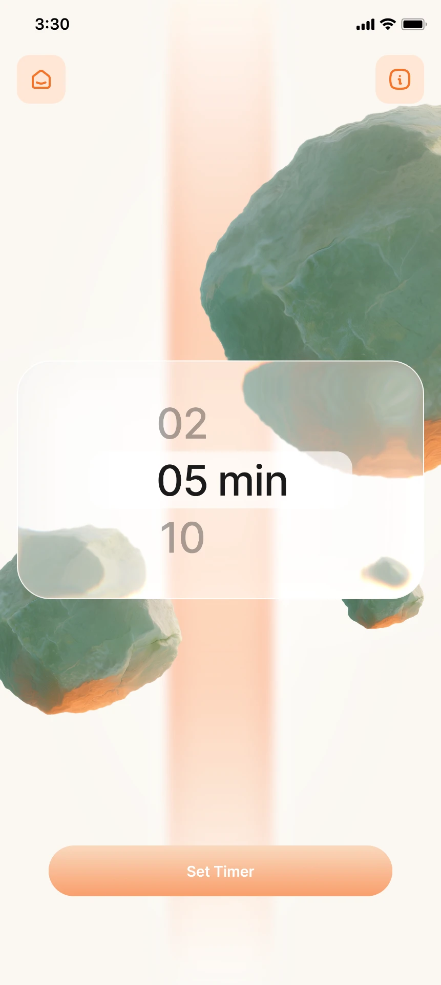 GM5 Calm Stone calm activity screen with session timer